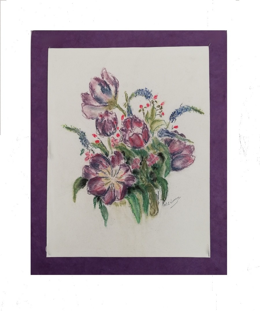 Petit bouquet violet   52 cm x  32